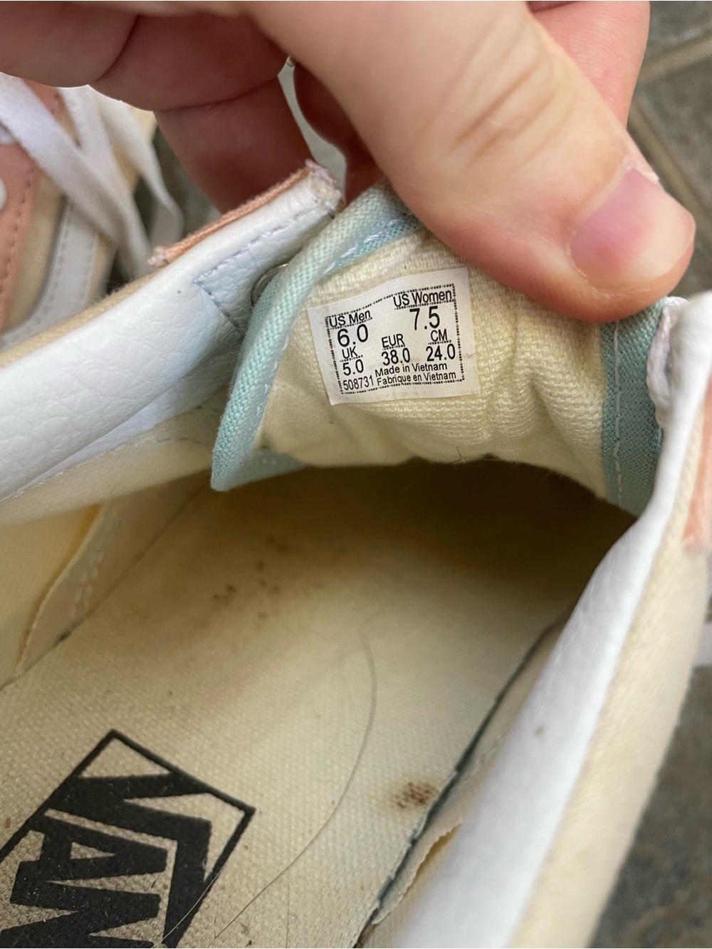 Vans Women's Pastel Pink Peach Mint Low-Top Sneakers - Picture 3 of 3